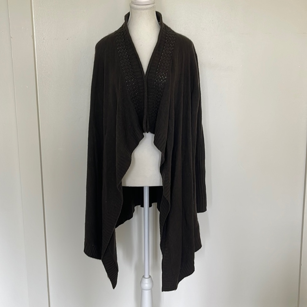 Velvet cashmere drape knit cardigan sweater